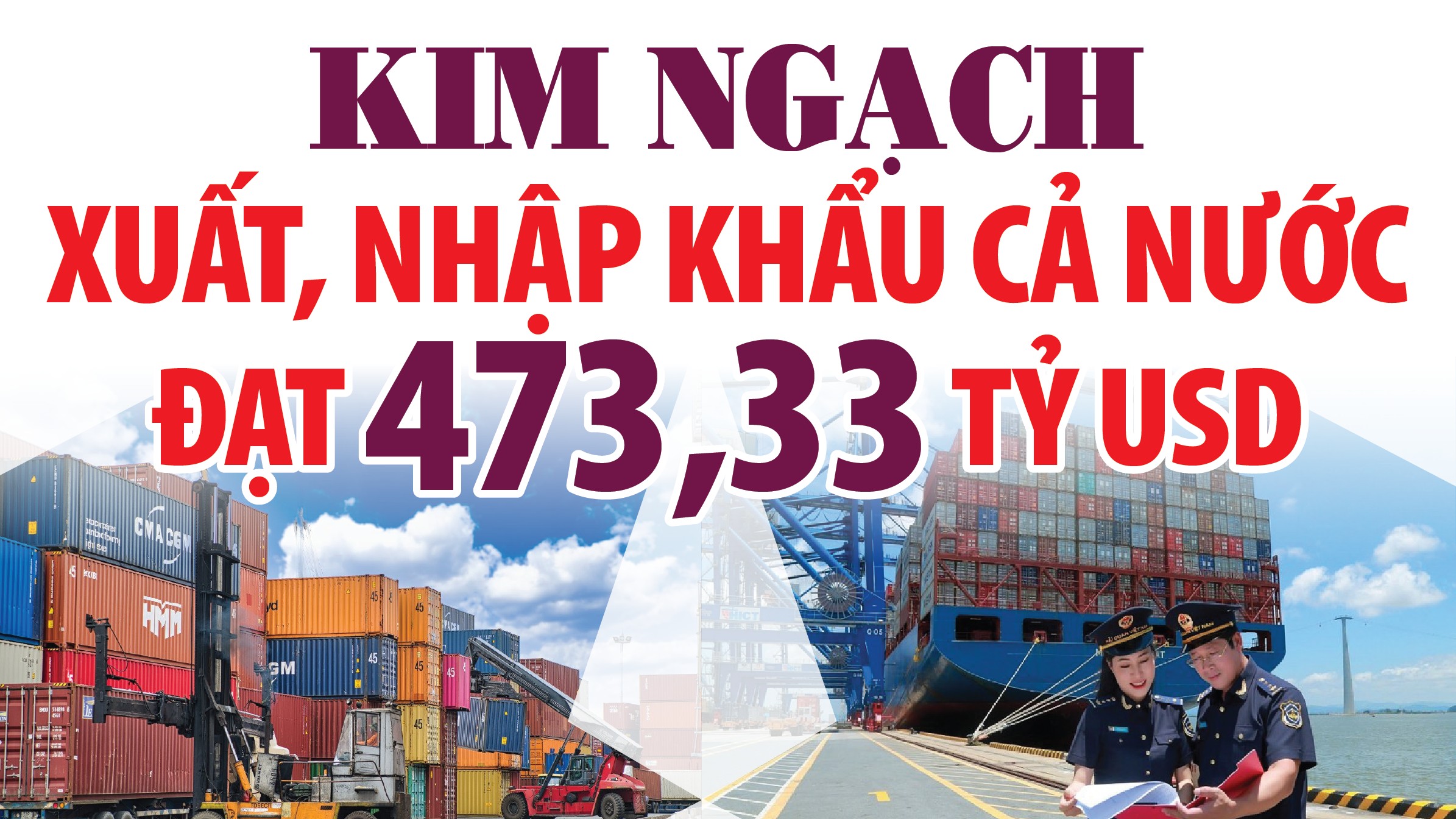 Infographics: Tổng kim ngạch xuất, nhập khẩu hàng hoá cả nước đạt 473,33 tỷ USD