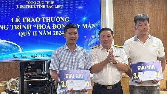 Cục Thuế Bạc Liêu trao thưởng chương trình “Hóa đơn may mắn” quý II/2024