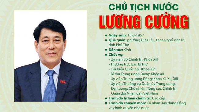 Infographics: Tóm tắt tiểu sử Chủ tịch nước Lương Cường