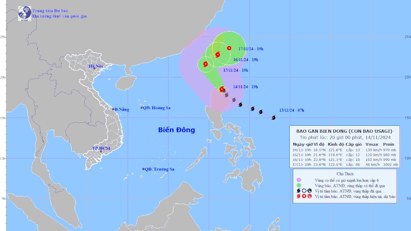 Xuất hiện bão Usagi gần Biển Đông và các chỉ đạo ứng phó