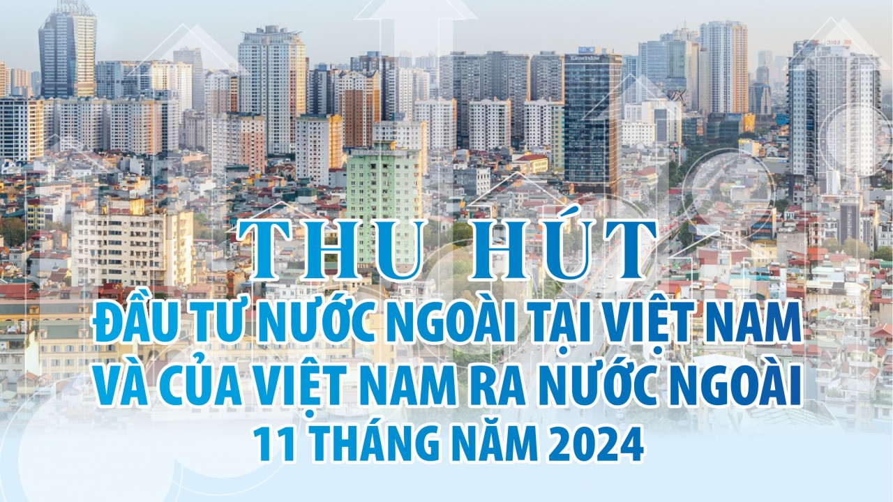 Infographics: Thu hút đầu tư nước ngoài tại Việt Nam và của Việt Nam ra nước ngoài 11 tháng năm 2024