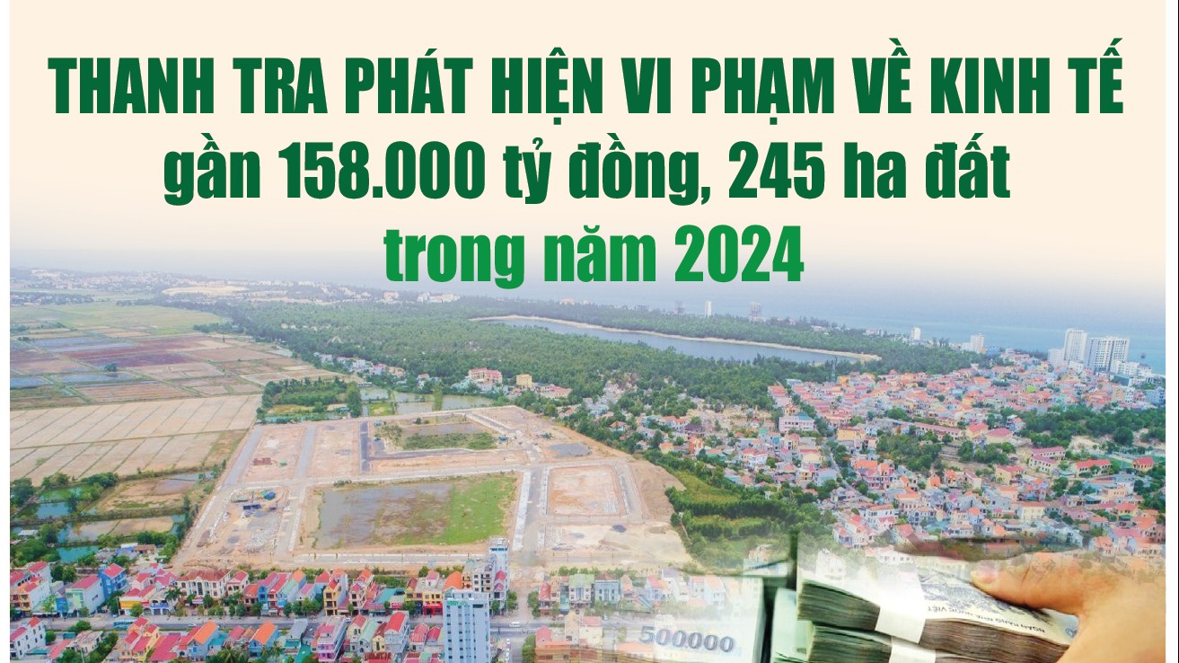 Infographics: Thanh tra phát hiện vi phạm về kinh tế gần 158.000 tỷ đồng, 245 ha đất