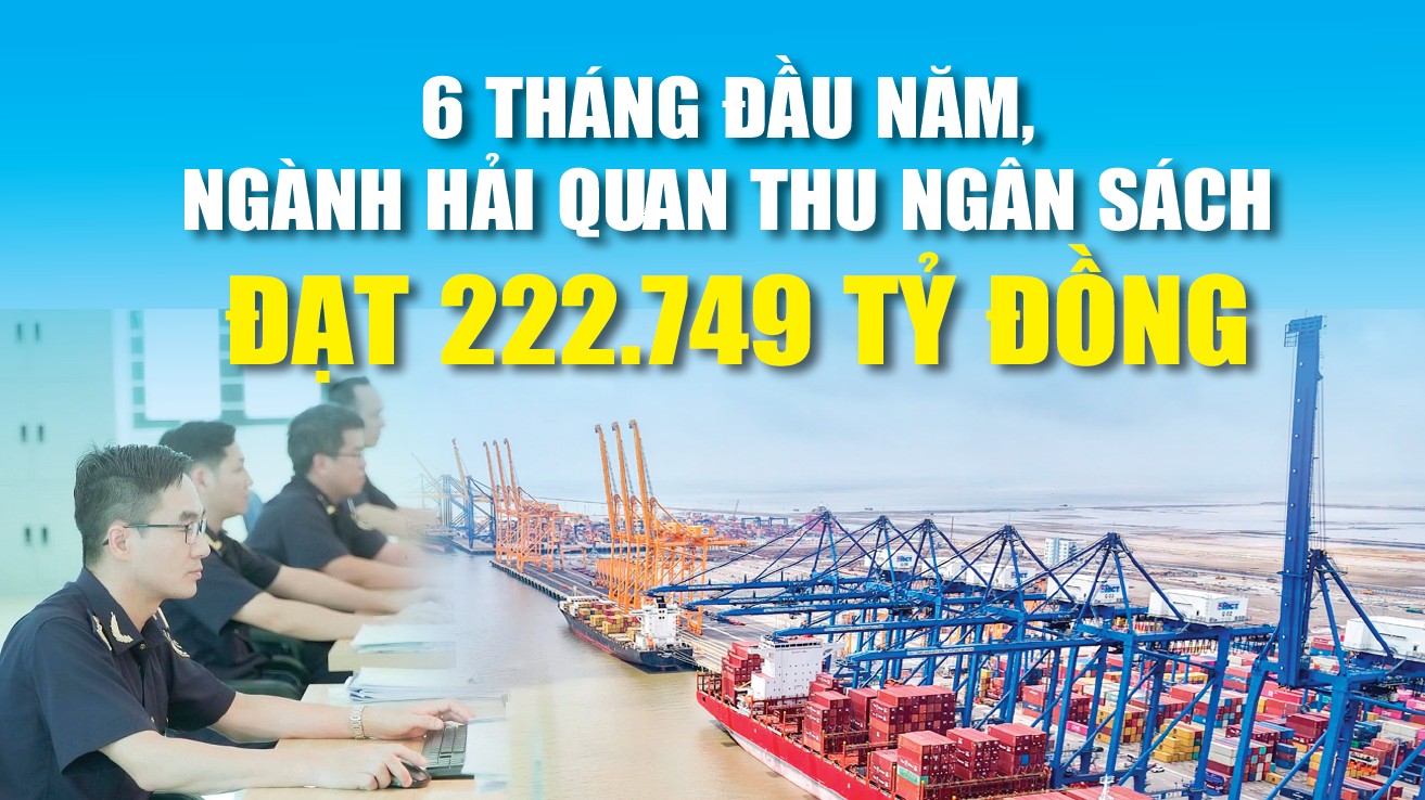 Infographics: Ngành Hải quan thu ngân sách 6 tháng đạt 222.749 tỷ đồng