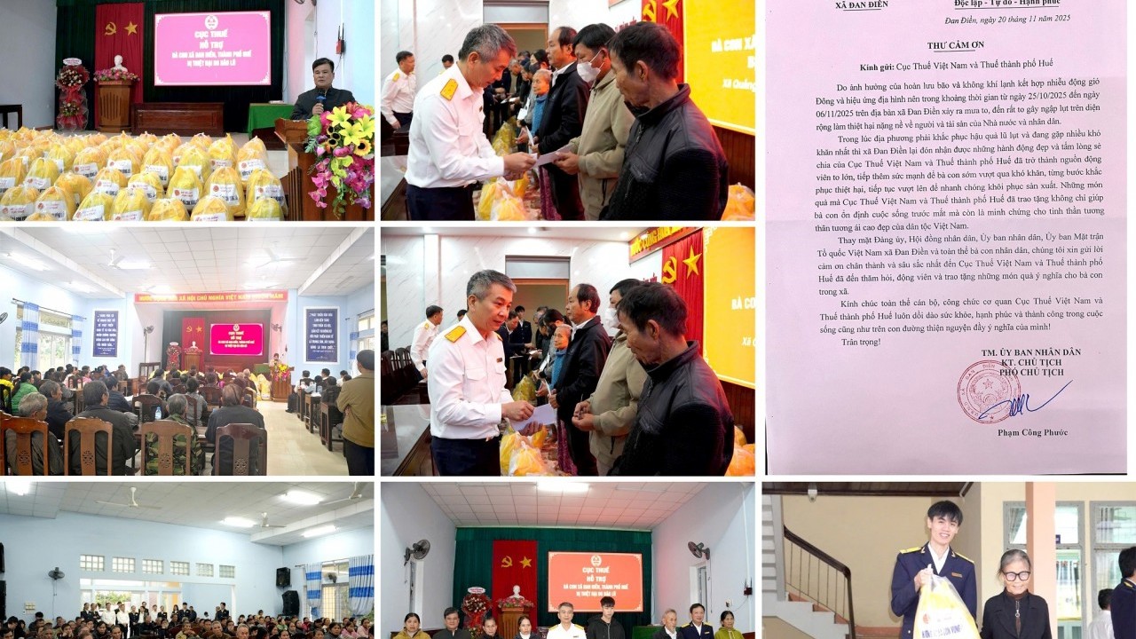 Cục trưởng Cục Thuế Mai Xuân Thành trao tặng 200 suất quà cho người dân vùng lũ tại TP. Huế