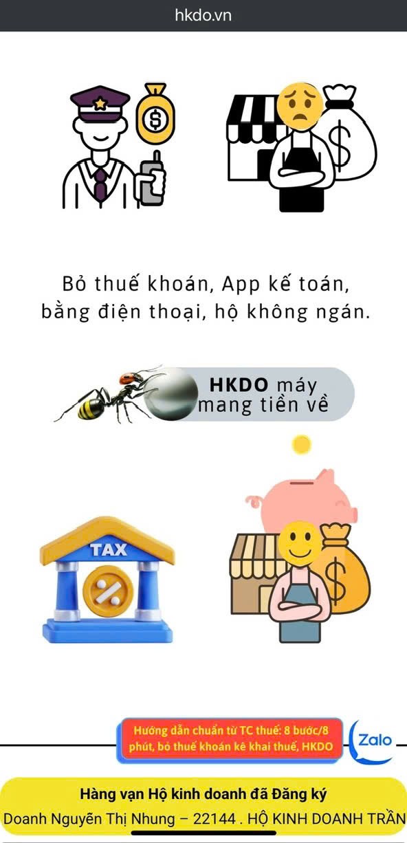8 bước/8 phút bỏ thuế khoán cùng ứng dụng HKDO