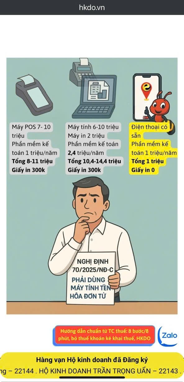 8 bước/8 phút bỏ thuế khoán cùng ứng dụng HKDO