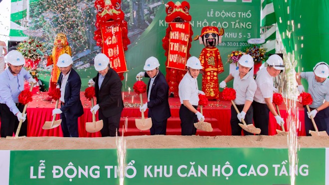 Xây dựng Hòa Bình động thổ khu căn hộ cao tầng Eco Retreat gần 3.000 tỷ đồng