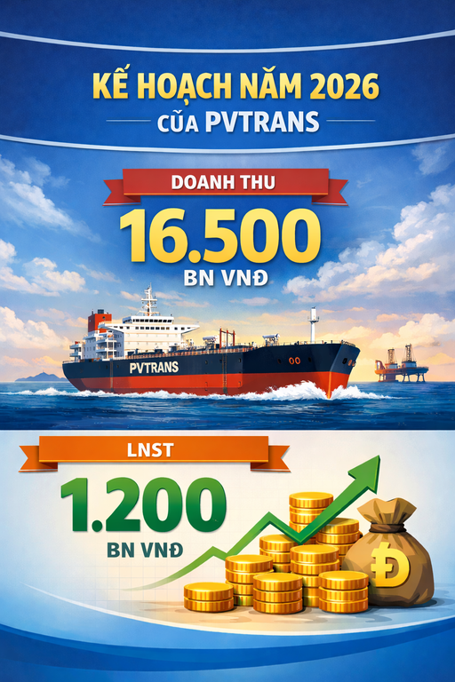 PVTrans đặt mục tiêu doanh thu 16.500 tỷ đồng trong năm 2026 PVTrans đặt mục tiêu doanh thu 16.500 tỷ đồng trong năm 2026