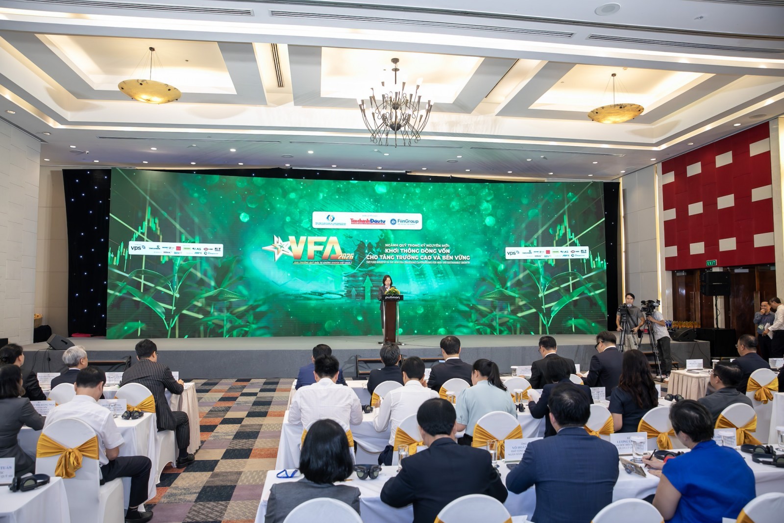 Bà Vũ Thị Chân Phương - Chủ tịch Ủy ban Chứng khoán Nhà nước phát biểu khai mạc VFA 2026.